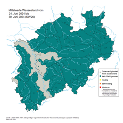 Betrachtung der Gewässersituation hinsichtlich Niedrigwasser Ende Juni (Stand: 26.KW 2024)