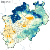 Pflanzenverfügbares Wasser - bis 0,25 m Tiefe - tagesaktuell (Stand: 31.07.2024)